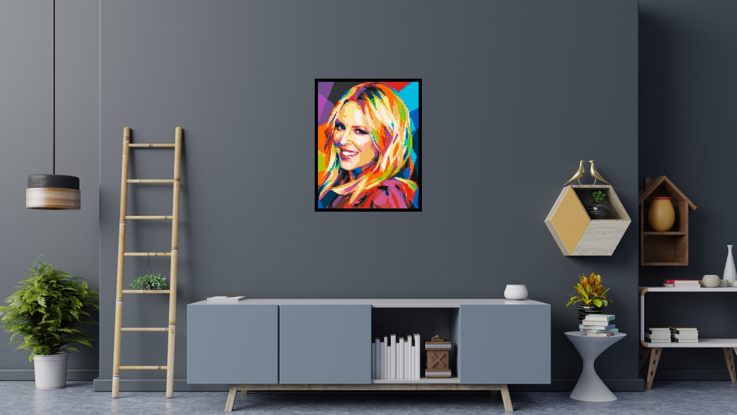 Kylie Minogue Portrait Geometric Pop Art - Brick Art Mosaic Kit 4x5 large