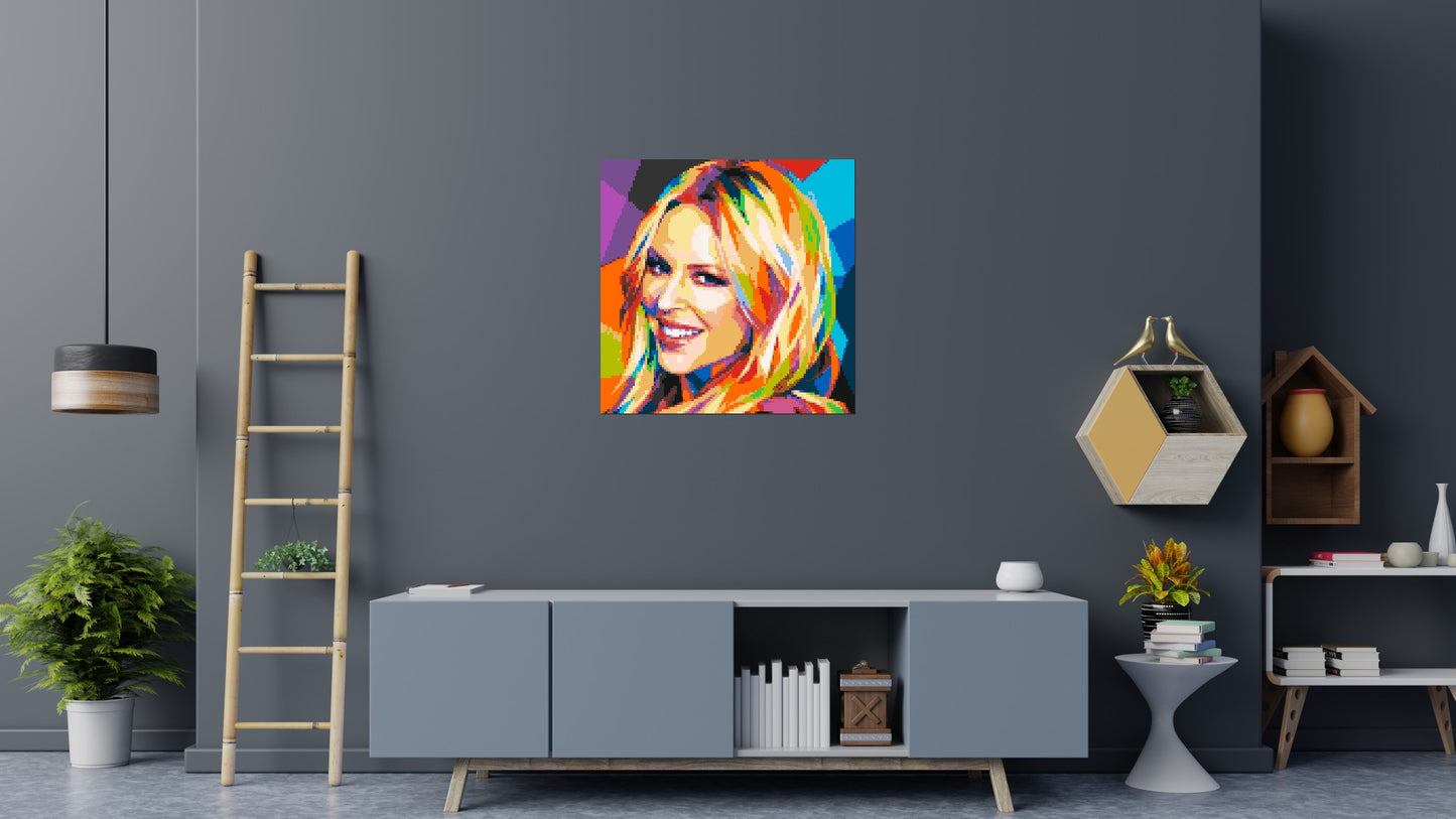 Kylie Minogue Portrait Geometric Pop Art - Brick Art Mosaic Kit 5x5 large