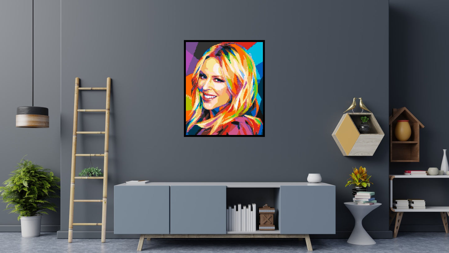 Kylie Minogue Portrait Geometric Pop Art - Brick Art Mosaic Kit 5x6 large