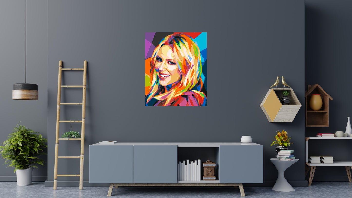 Kylie Minogue Portrait Geometric Pop Art - Brick Art Mosaic Kit 5x6 large