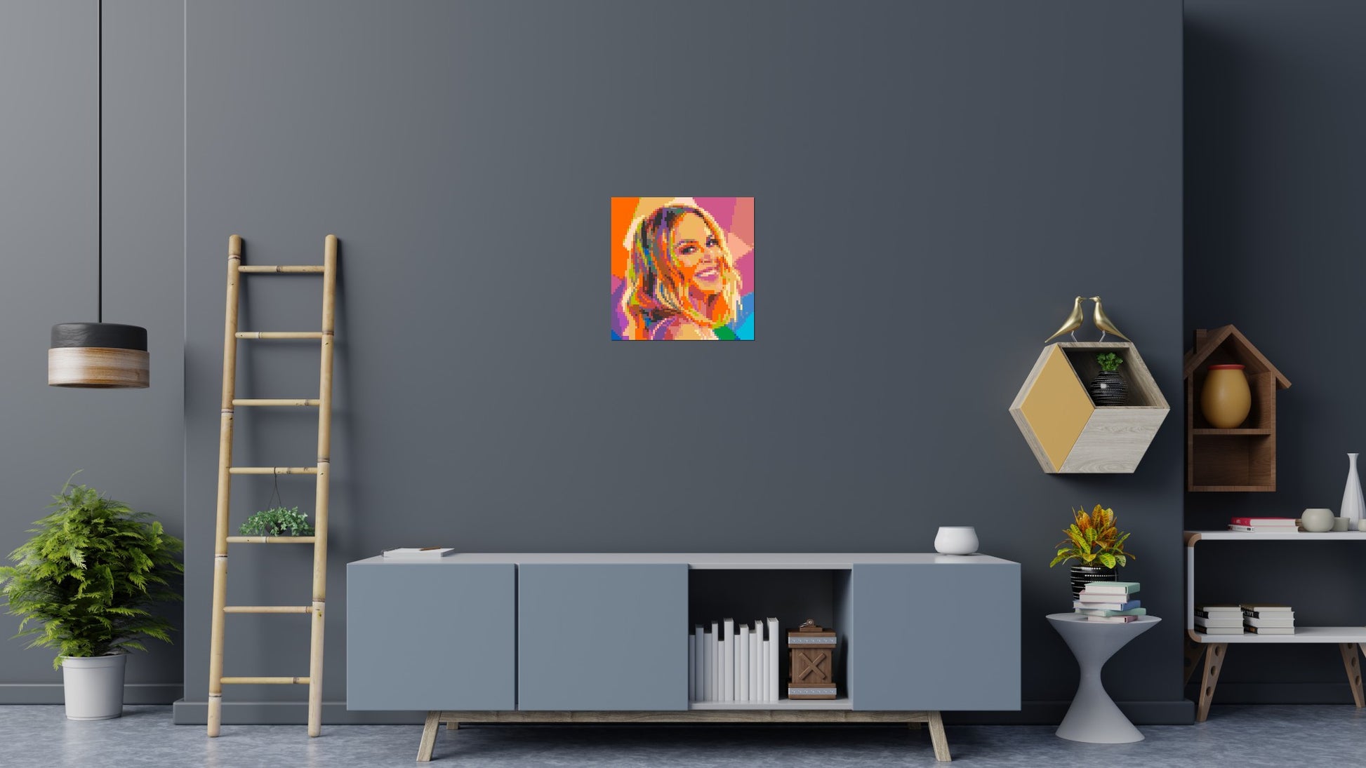 Kylie Minogue Over-the-Shoulder Smile Pop Art - Brick Art Mosaic Kit 3x3 scene