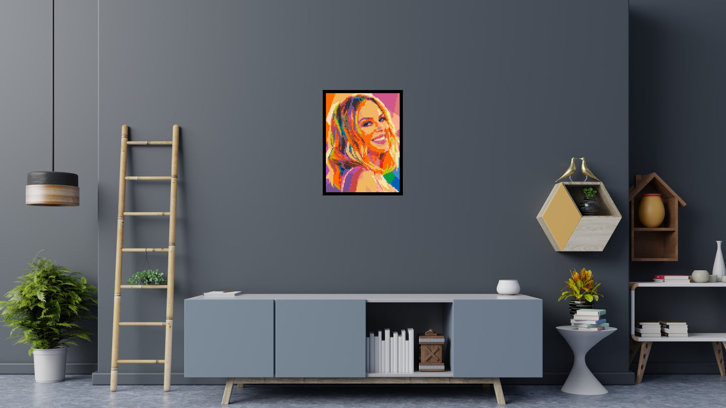 Kylie Minogue Over-the-Shoulder Smile Pop Art - Brick Art Mosaic Kit 3x4 large
