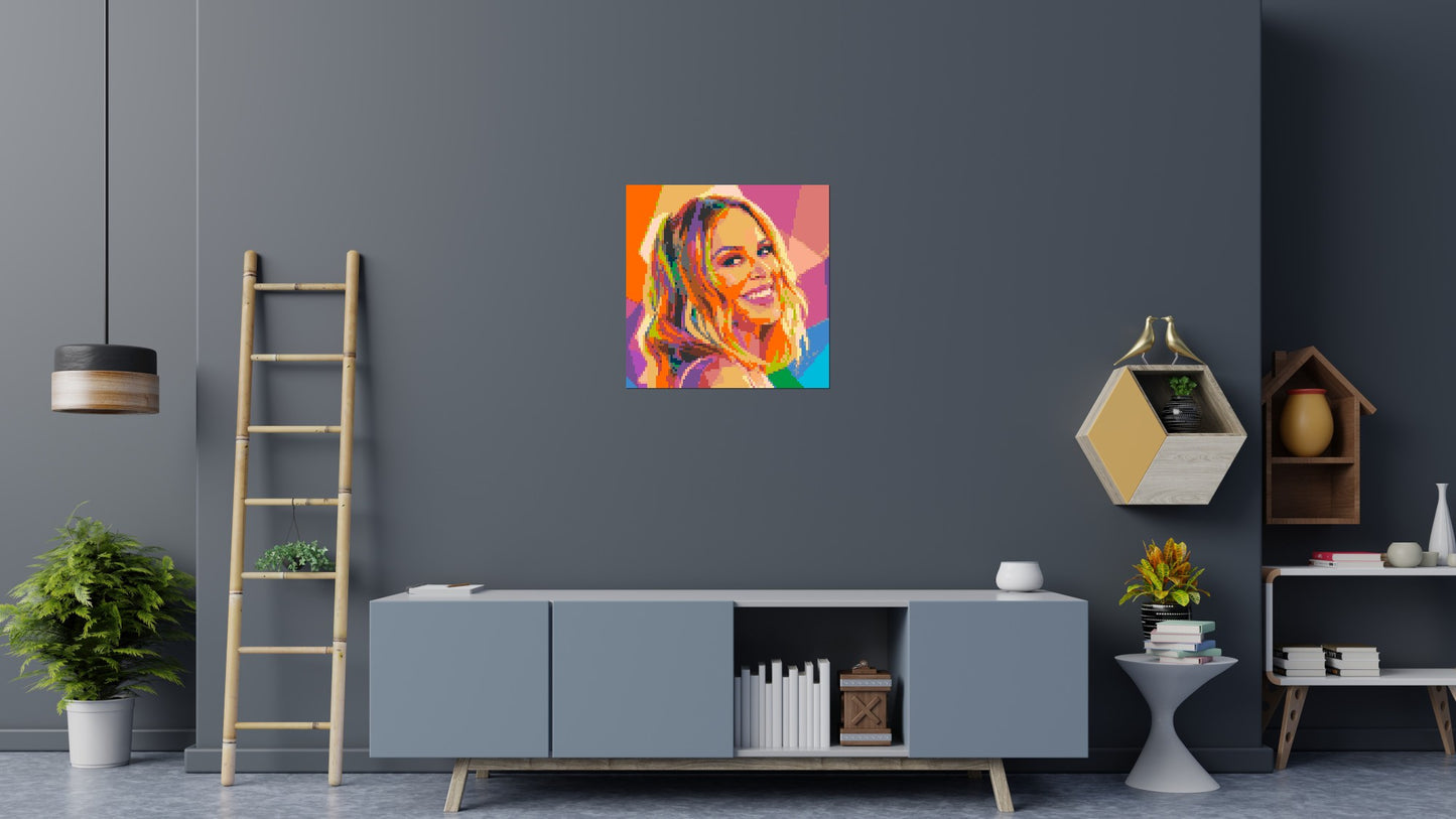 Kylie Minogue Over-the-Shoulder Smile Pop Art - Brick Art Mosaic Kit 4x4 large