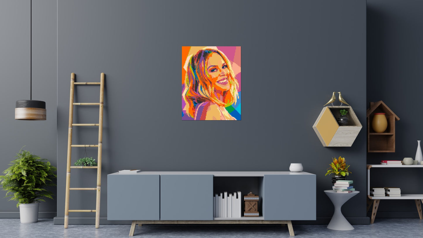 Kylie Minogue Over-the-Shoulder Smile Pop Art - Brick Art Mosaic Kit 4x5 large