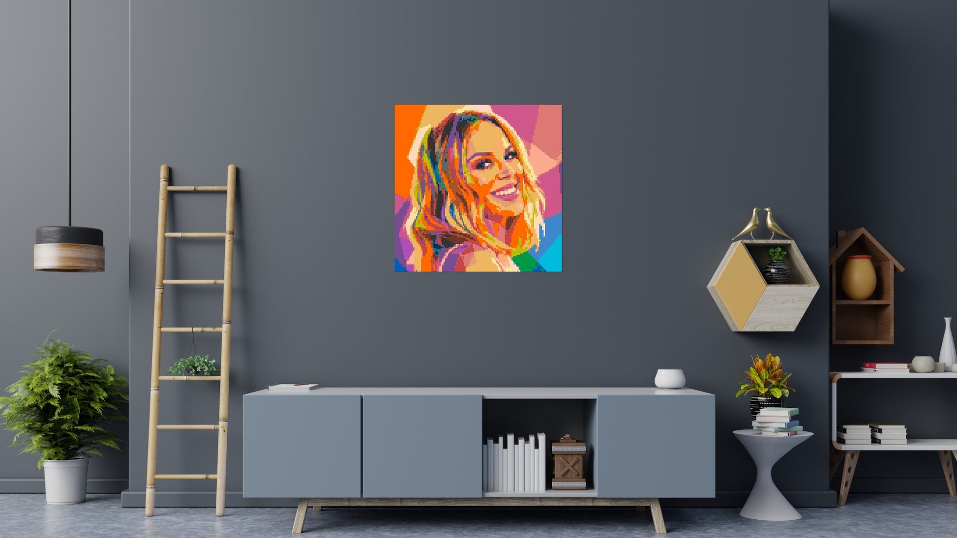 Kylie Minogue Over-the-Shoulder Smile Pop Art - Brick Art Mosaic Kit 5x5 scene