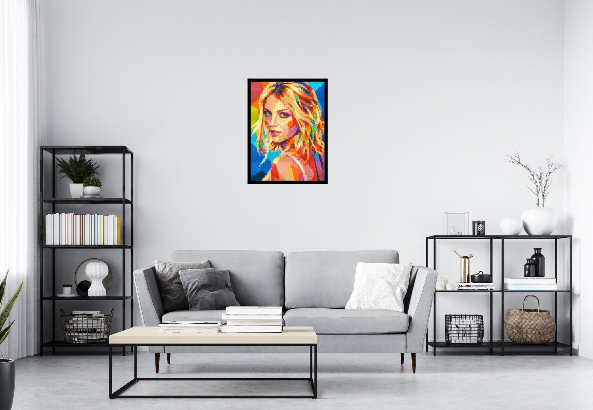 Britney Spears Over-the-Shoulder Glance Pop Art - Brick Art Mosaic Kit 3x4 scene with frame