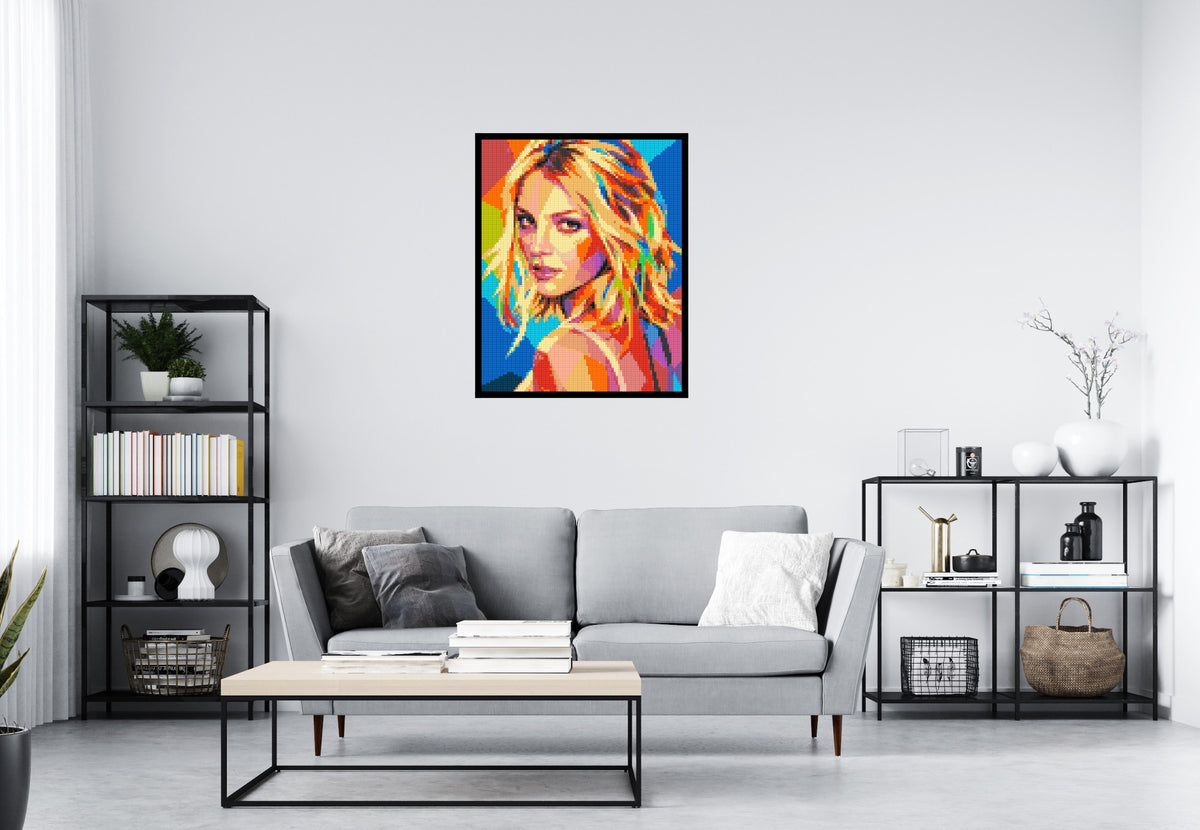 Britney Spears Over-the-Shoulder Glance Pop Art - Brick Art Mosaic Kit 4x5 scene with frame