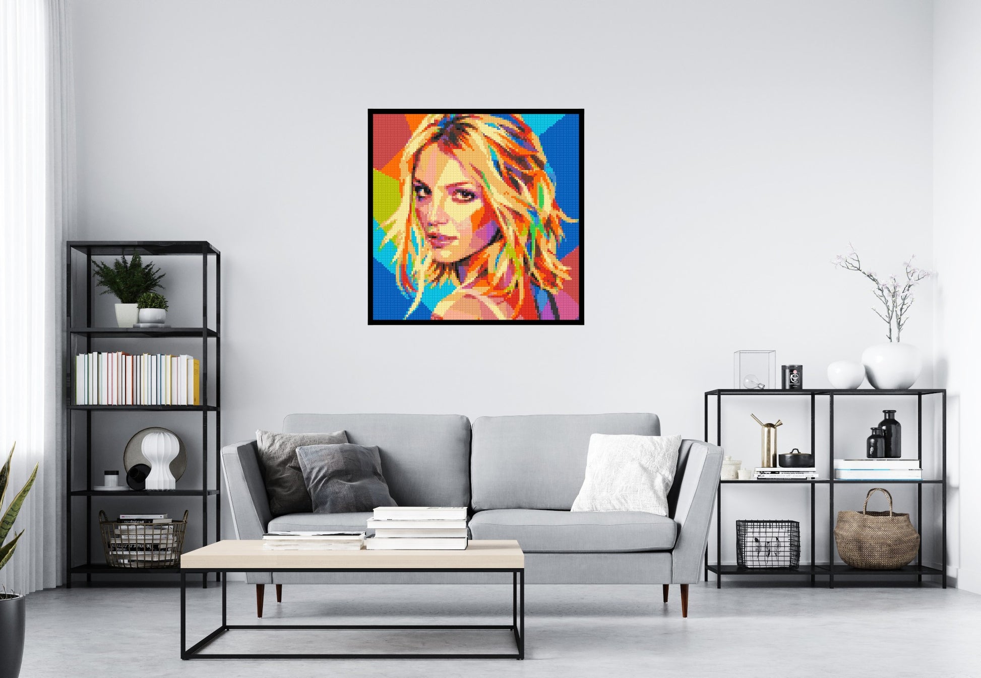 Britney Spears Over-the-Shoulder Glance Pop Art - Brick Art Mosaic Kit 5x5 scene with frame