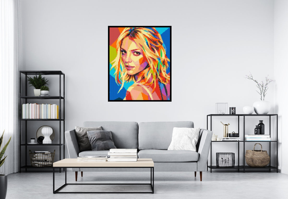 Britney Spears Over-the-Shoulder Glance Pop Art - Brick Art Mosaic Kit 5x6 scene with frame