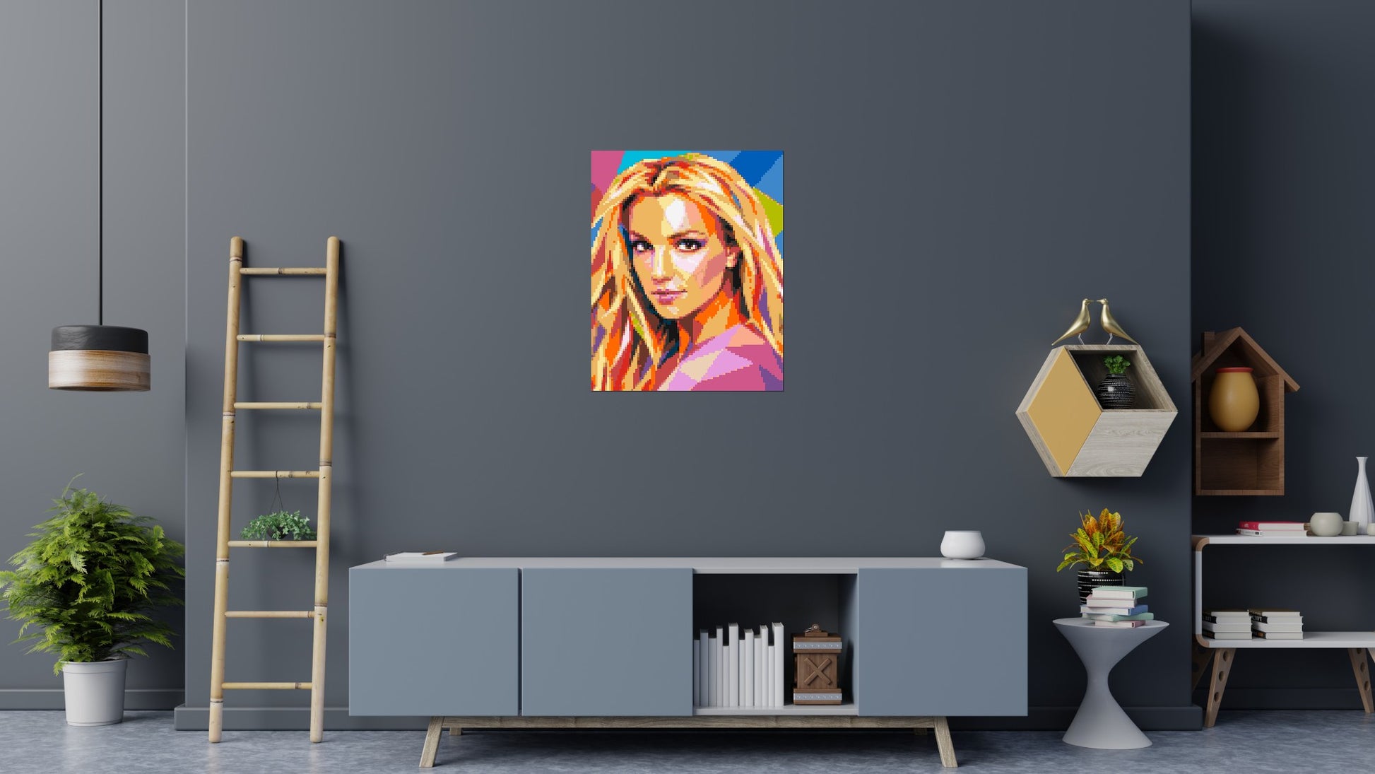 Britney Spears Portrait Pop Art - Brick Art Mosaic Kit 4x5 scene