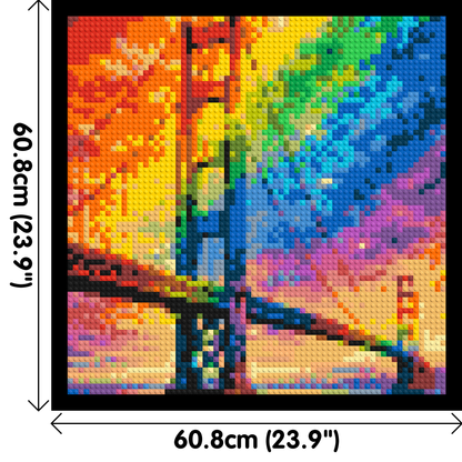 San Francisco Golden Gate Bridge Vibrant Post-Impressionist - Brick Art Mosaic Kit 3x3 large