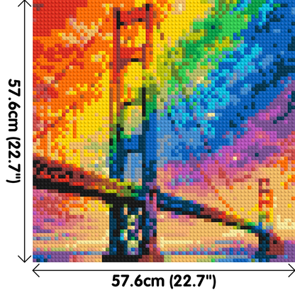 San Francisco Golden Gate Bridge Vibrant Post-Impressionist - Brick Art Mosaic Kit 3x3 large