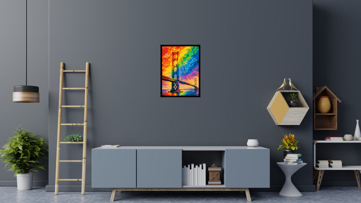 San Francisco Golden Gate Bridge Vibrant Post-Impressionist - Brick Art Mosaic Kit 3x4 large