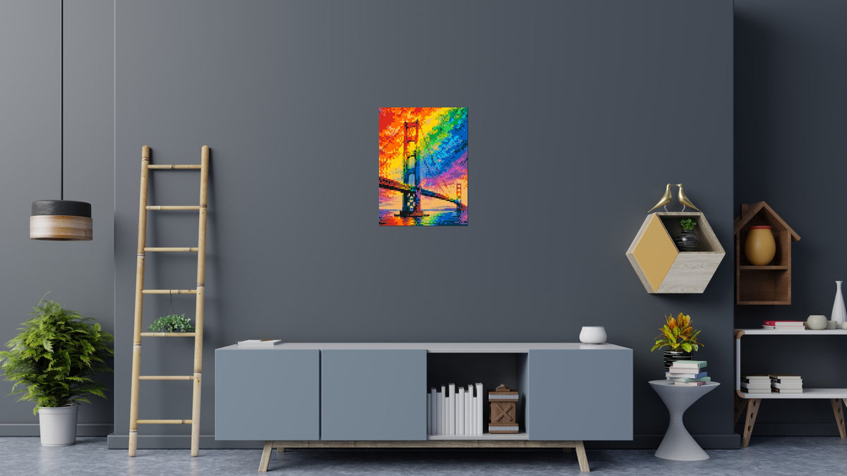 San Francisco Golden Gate Bridge Vibrant Post-Impressionist - Brick Art Mosaic Kit 3x4 scene