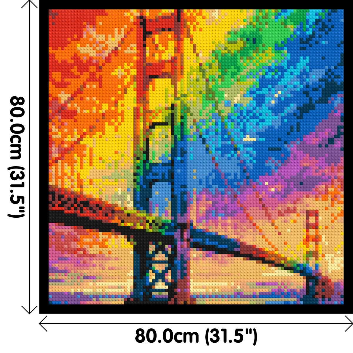 San Francisco Golden Gate Bridge Vibrant Post-Impressionist - Brick Art Mosaic Kit 4x4 dimensions with frame