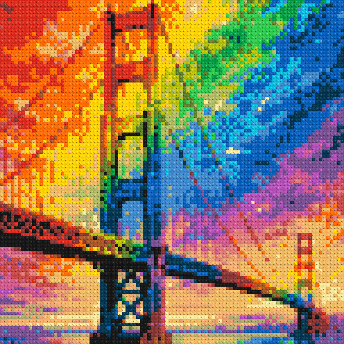 San Francisco Golden Gate Bridge Vibrant Post-Impressionist - Brick Art Mosaic Kit 4x4 large