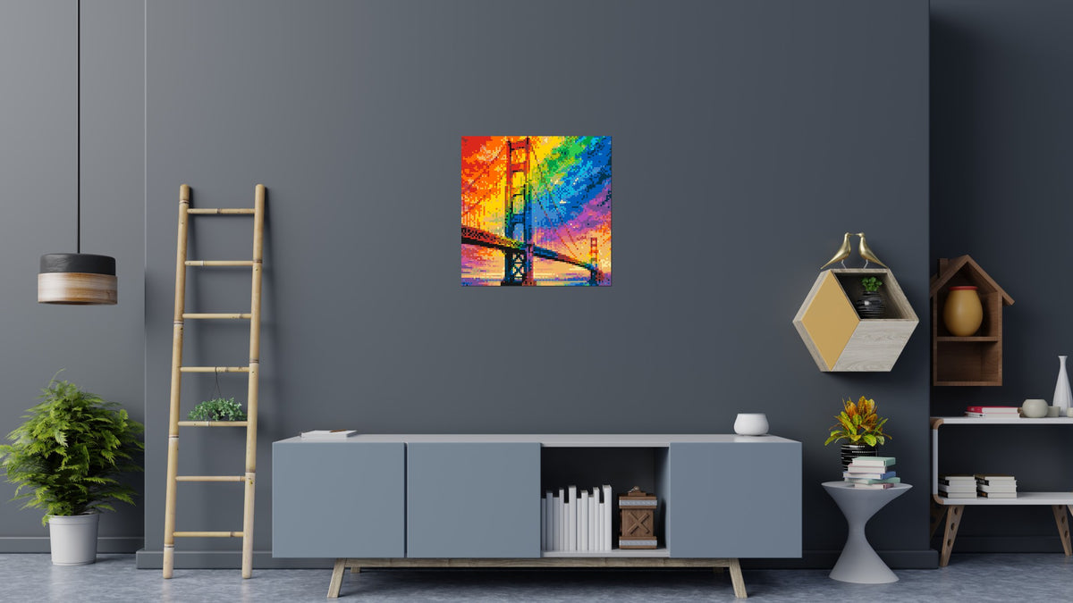 San Francisco Golden Gate Bridge Vibrant Post-Impressionist - Brick Art Mosaic Kit 4x4 large