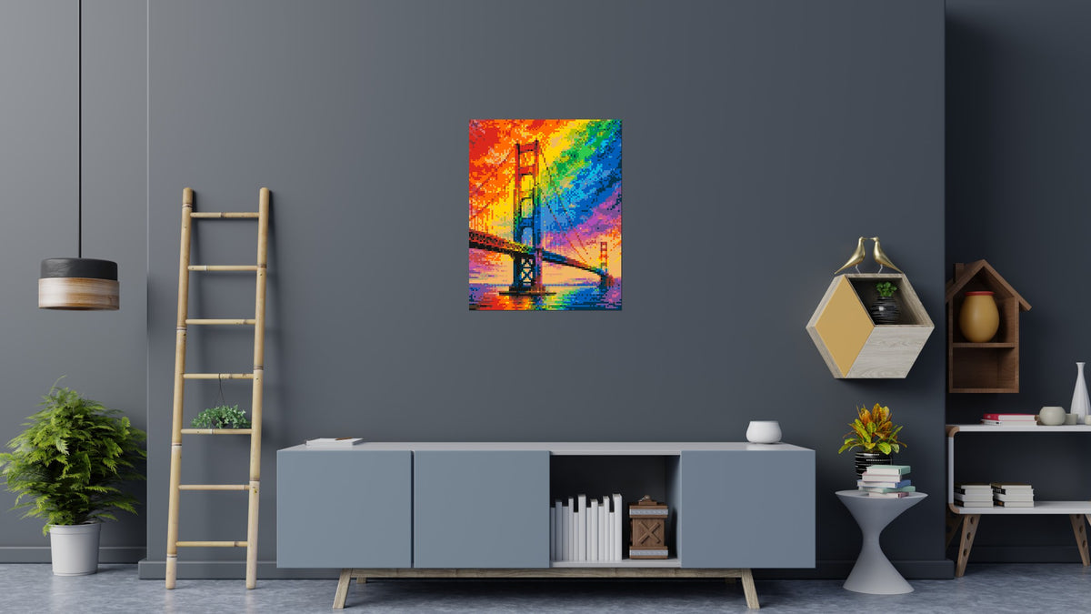 San Francisco Golden Gate Bridge Vibrant Post-Impressionist - Brick Art Mosaic Kit 4x5 large