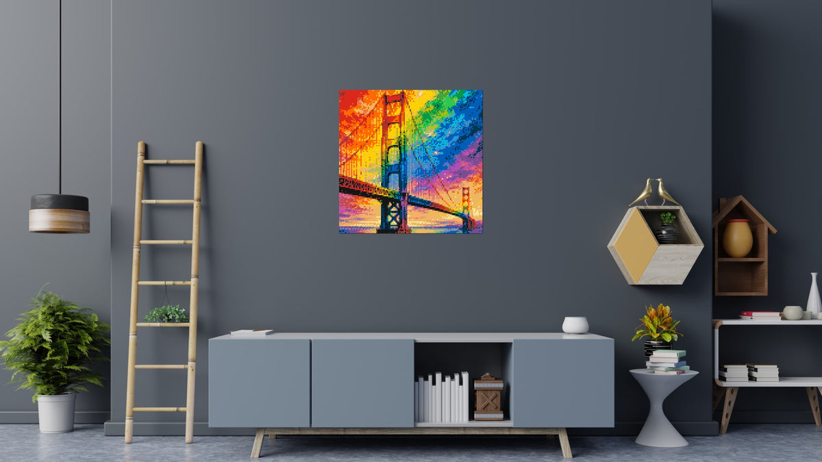 San Francisco Golden Gate Bridge Vibrant Post-Impressionist - Brick Art Mosaic Kit 5x5 large