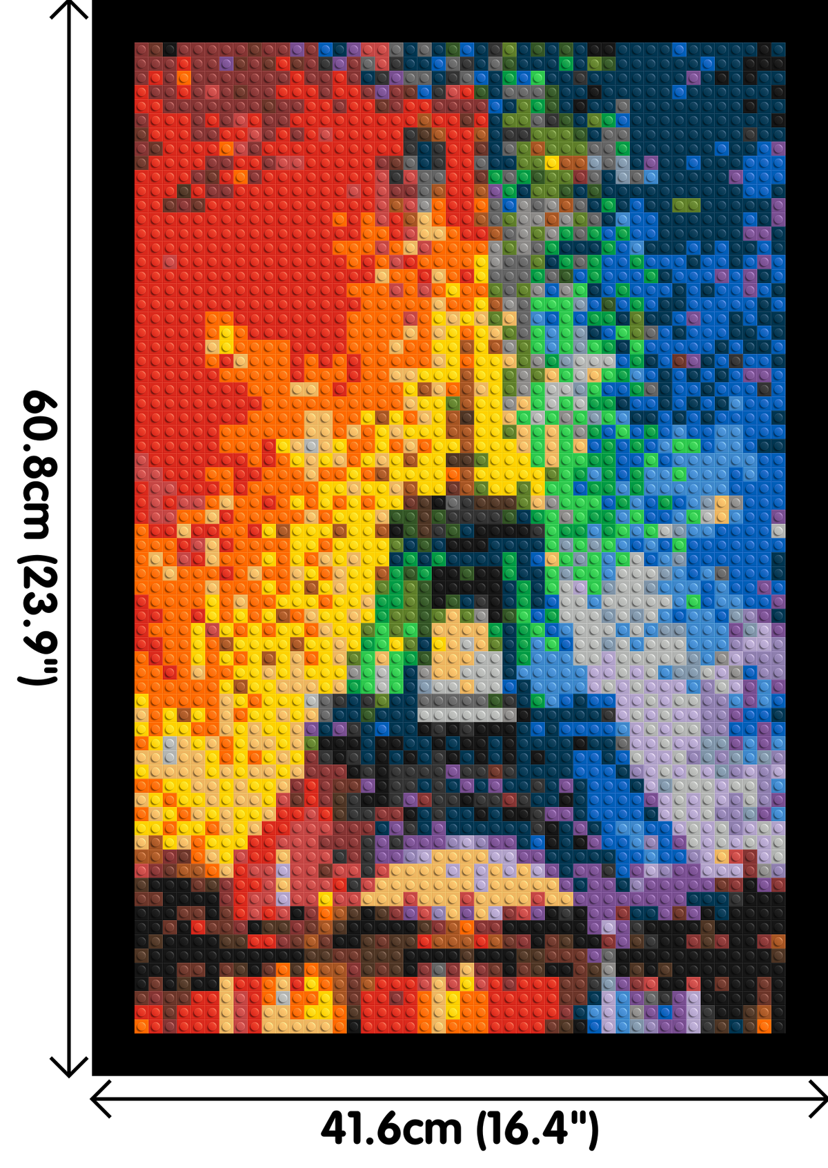 Paris Eiffel Tower Vibrant Post-Impressionist - Brick Art Mosaic Kit 2x3 dimensions with frame