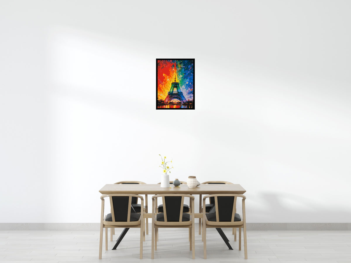 Paris Eiffel Tower Vibrant Post-Impressionist - Brick Art Mosaic Kit 3x4 scene with frame