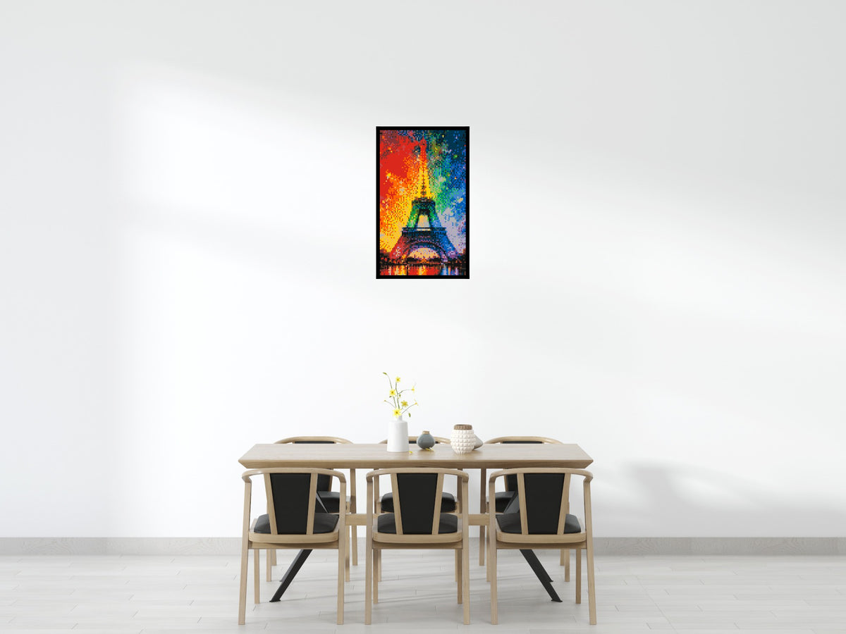 Paris Eiffel Tower Vibrant Post-Impressionist - Brick Art Mosaic Kit 3x5 large