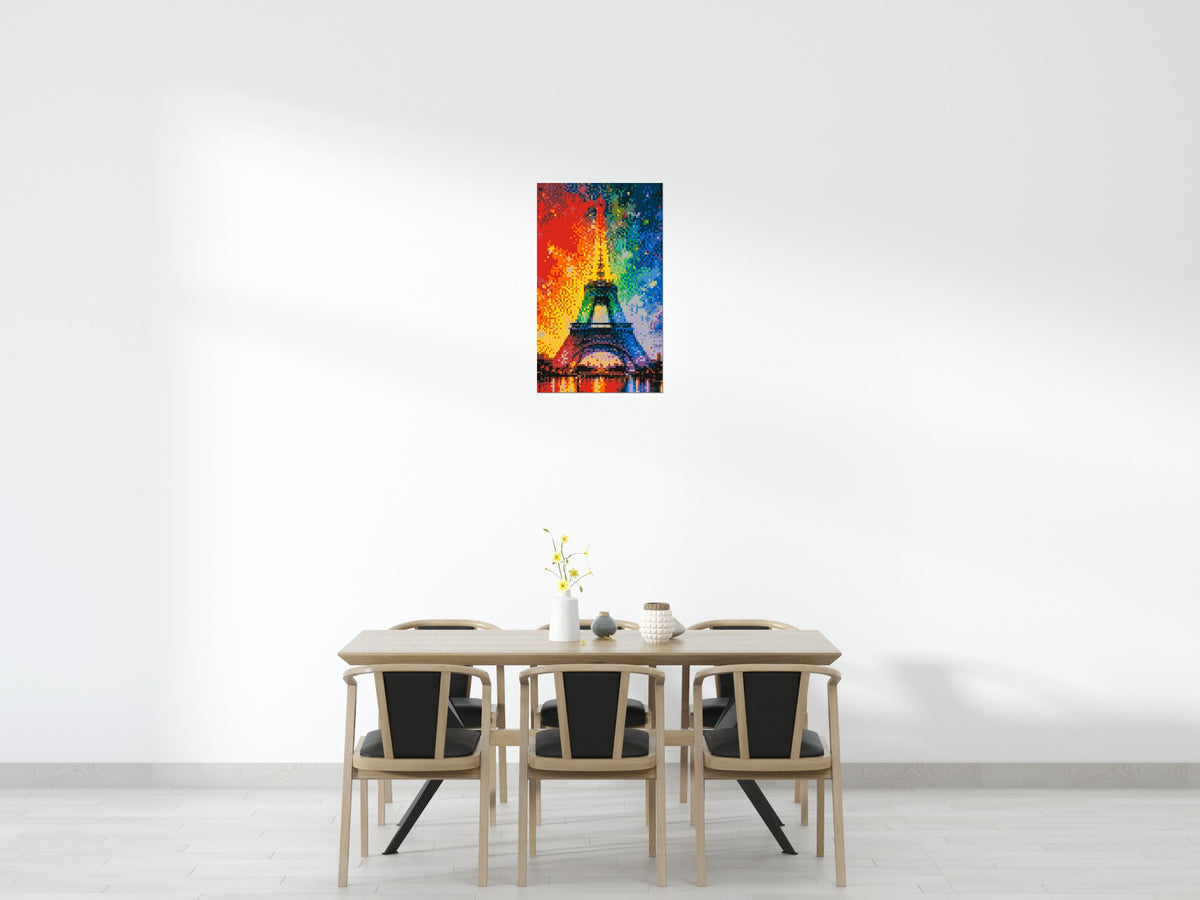 Paris Eiffel Tower Vibrant Post-Impressionist - Brick Art Mosaic Kit 3x5 scene