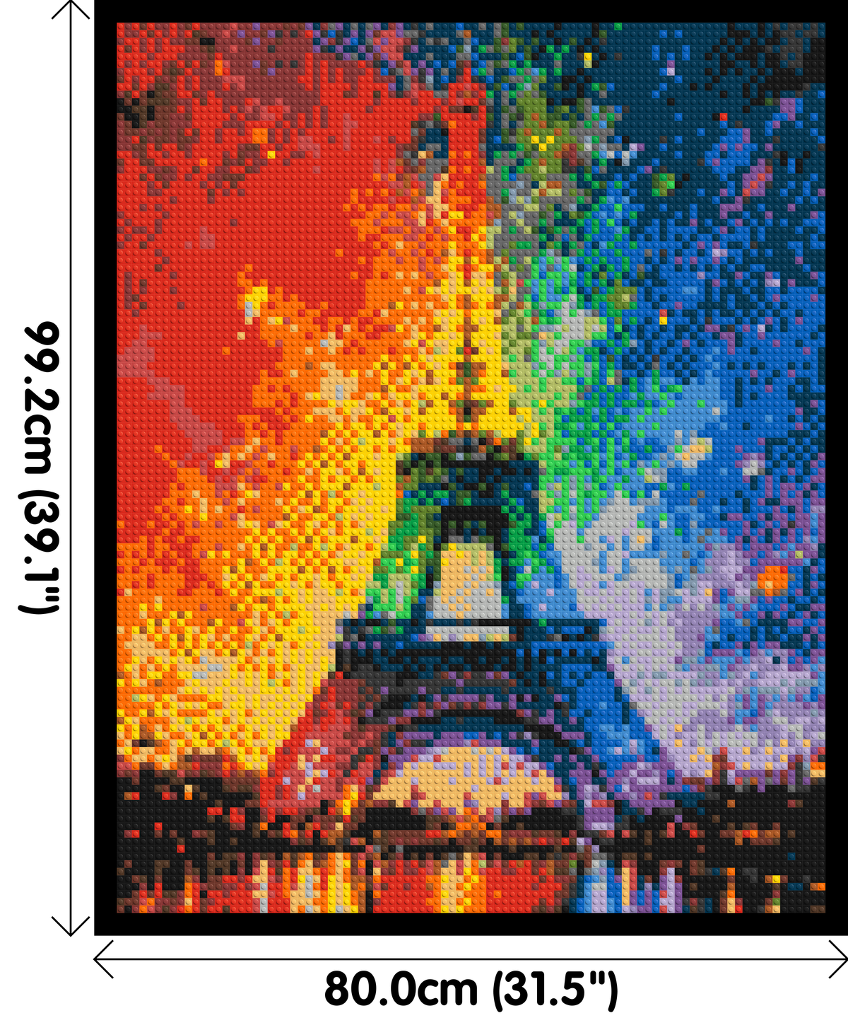 Paris Eiffel Tower Vibrant Post-Impressionist - Brick Art Mosaic Kit 4x5 dimensions with frame