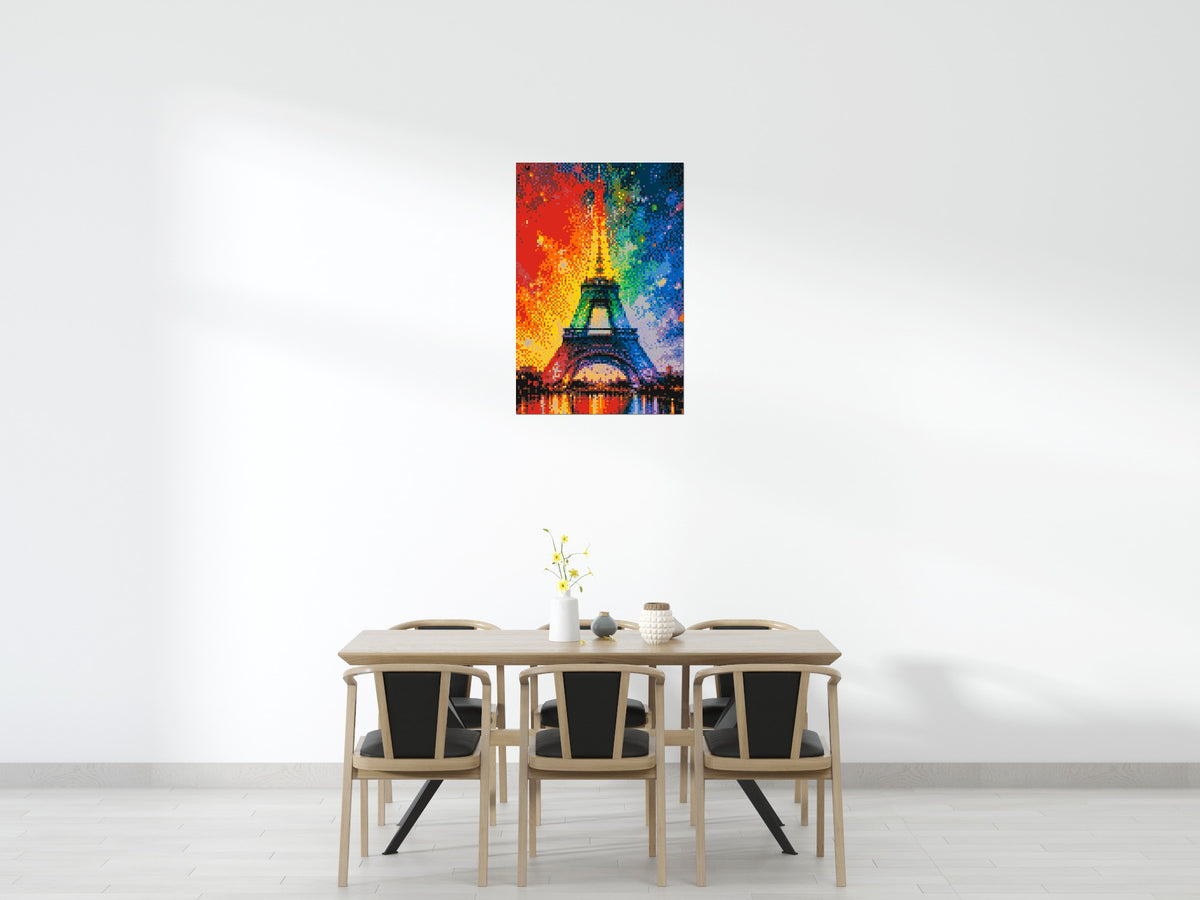 Paris Eiffel Tower Vibrant Post-Impressionist - Brick Art Mosaic Kit 4x6 scene