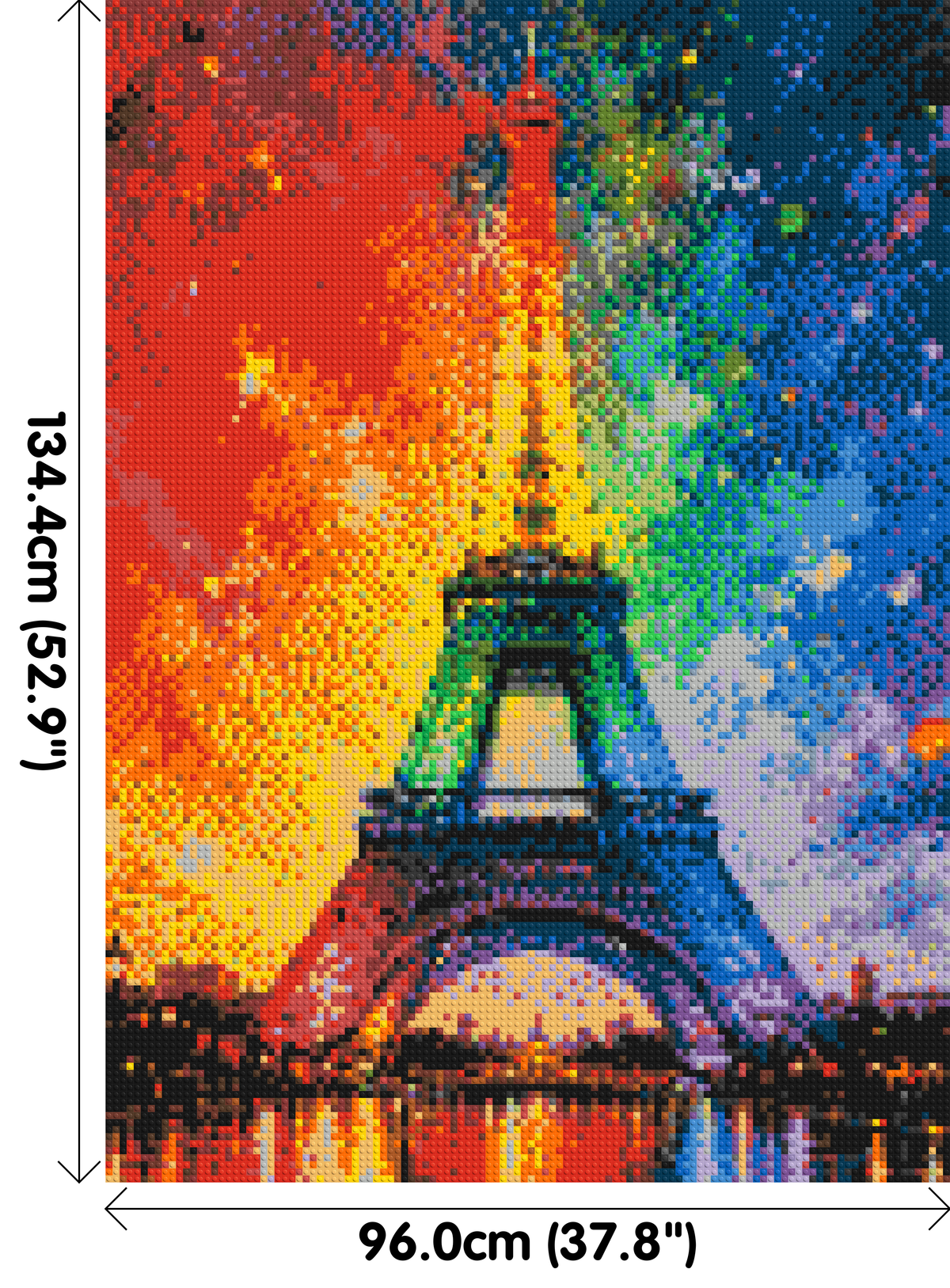 Paris Eiffel Tower Vibrant Post-Impressionist - Brick Art Mosaic Kit 5x7 dimensions