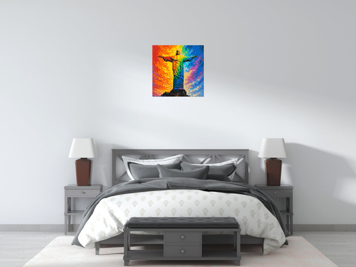 Brazil's Rio de Janeiro Christ the Redeemer Vibrant Post-Impressionist - Brick Art Mosaic Kit 3x3 scene