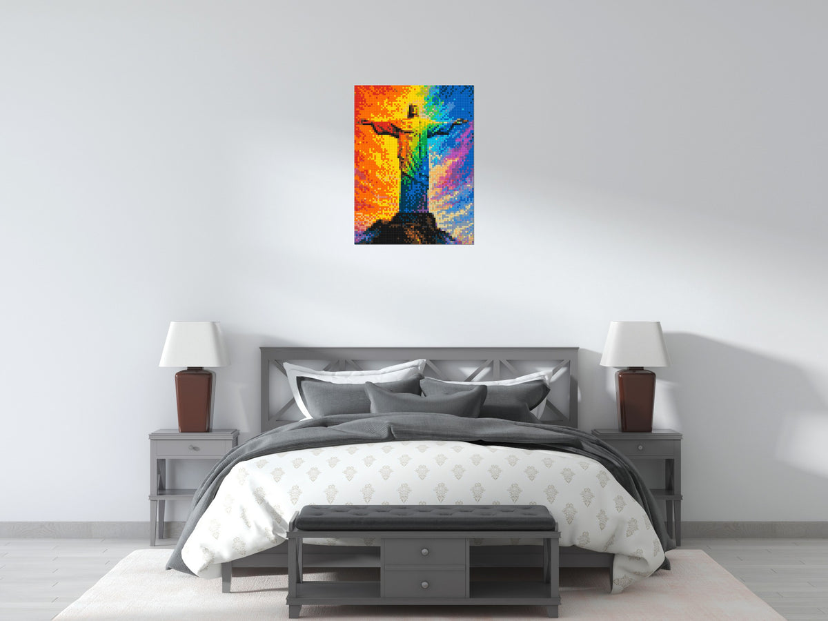 Brazil's Rio de Janeiro Christ the Redeemer Vibrant Post-Impressionist - Brick Art Mosaic Kit 3x4 scene