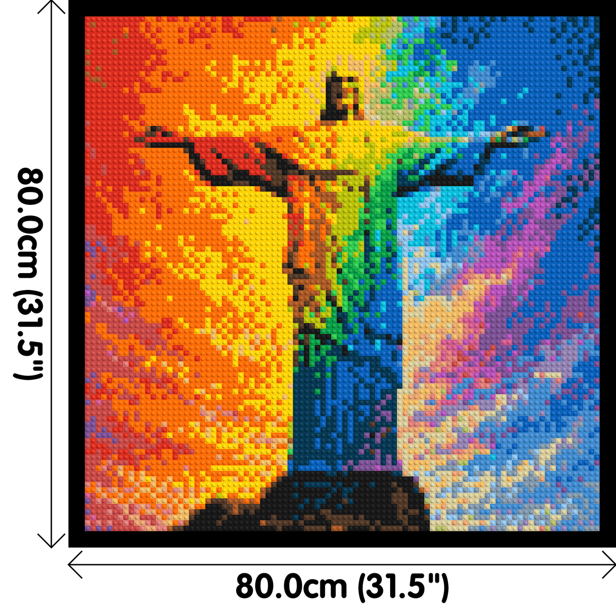 Brazil's Rio de Janeiro Christ the Redeemer Vibrant Post-Impressionist - Brick Art Mosaic Kit 4x4 dimensions with frame