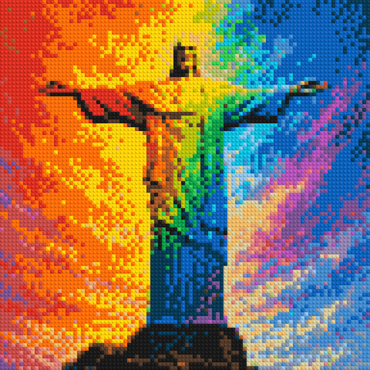 Brazil's Rio de Janeiro Christ the Redeemer Vibrant Post-Impressionist - Brick Art Mosaic Kit 4x4 large