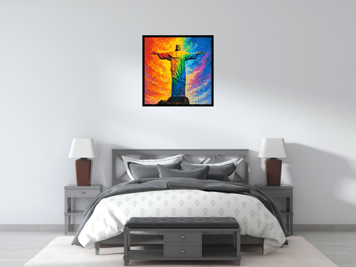 Brazil's Rio de Janeiro Christ the Redeemer Vibrant Post-Impressionist - Brick Art Mosaic Kit 4x4 large