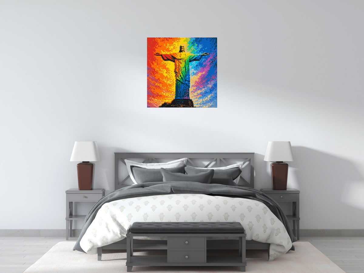 Brazil's Rio de Janeiro Christ the Redeemer Vibrant Post-Impressionist - Brick Art Mosaic Kit 4x4 scene