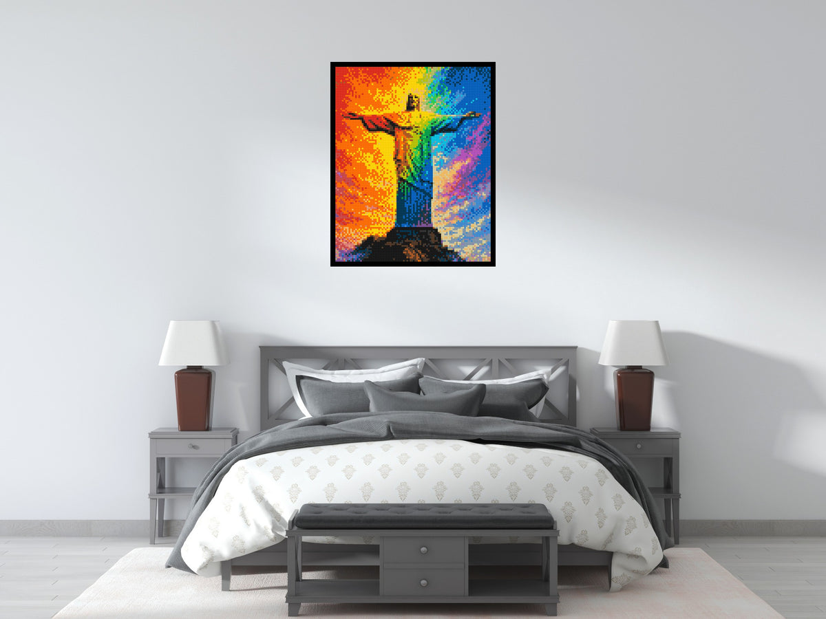 Brazil's Rio de Janeiro Christ the Redeemer Vibrant Post-Impressionist - Brick Art Mosaic Kit 4x5 large