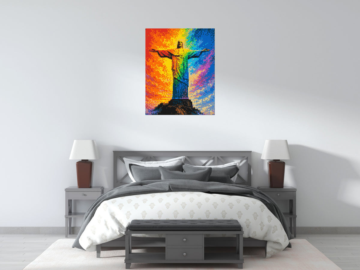Brazil's Rio de Janeiro Christ the Redeemer Vibrant Post-Impressionist - Brick Art Mosaic Kit 4x5 scene