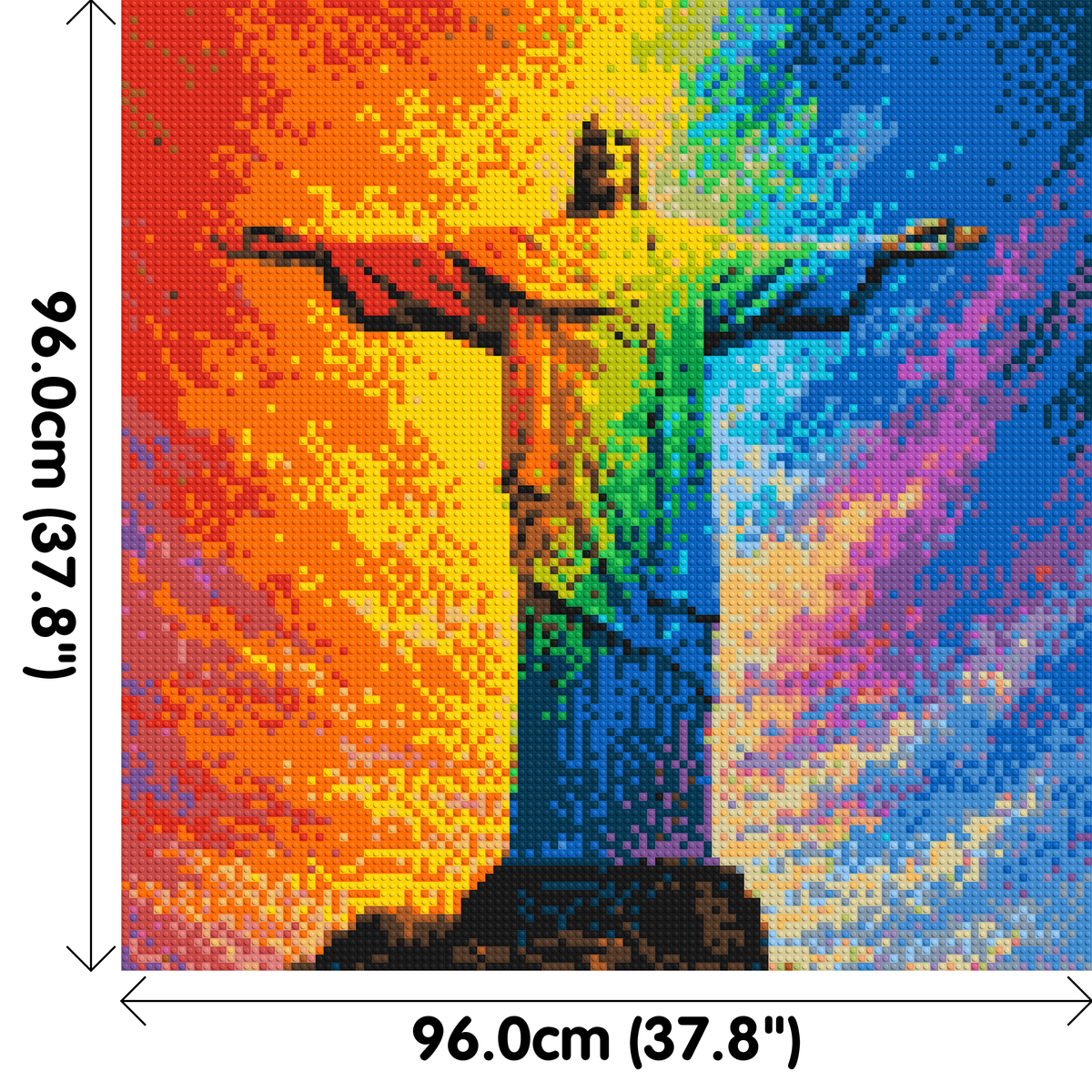 Brazil's Rio de Janeiro Christ the Redeemer Vibrant Post-Impressionist - Brick Art Mosaic Kit 5x5 dimensions