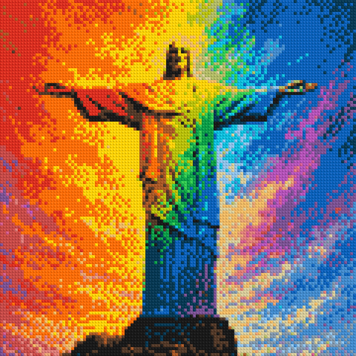 Brazil's Rio de Janeiro Christ the Redeemer Vibrant Post-Impressionist - Brick Art Mosaic Kit 5x5 large