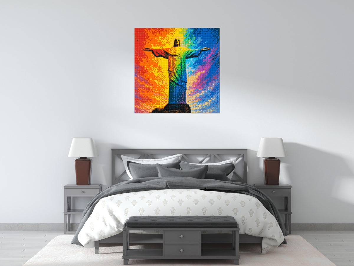 Brazil's Rio de Janeiro Christ the Redeemer Vibrant Post-Impressionist - Brick Art Mosaic Kit 5x5 large