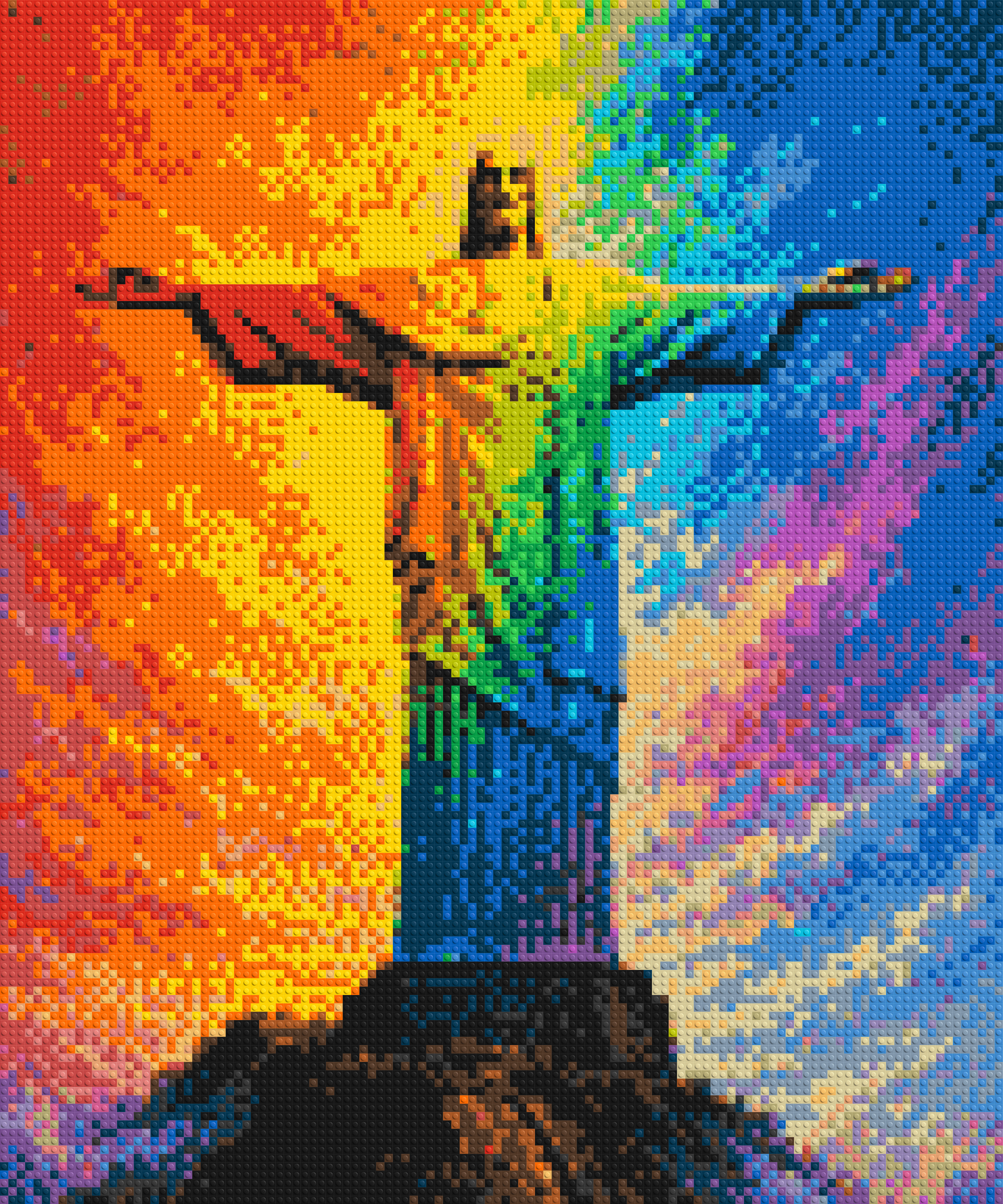 Brazil's Rio de Janeiro Christ the Redeemer Vibrant Post-Impressionist - Brick Art Mosaic Kit 5x6 large