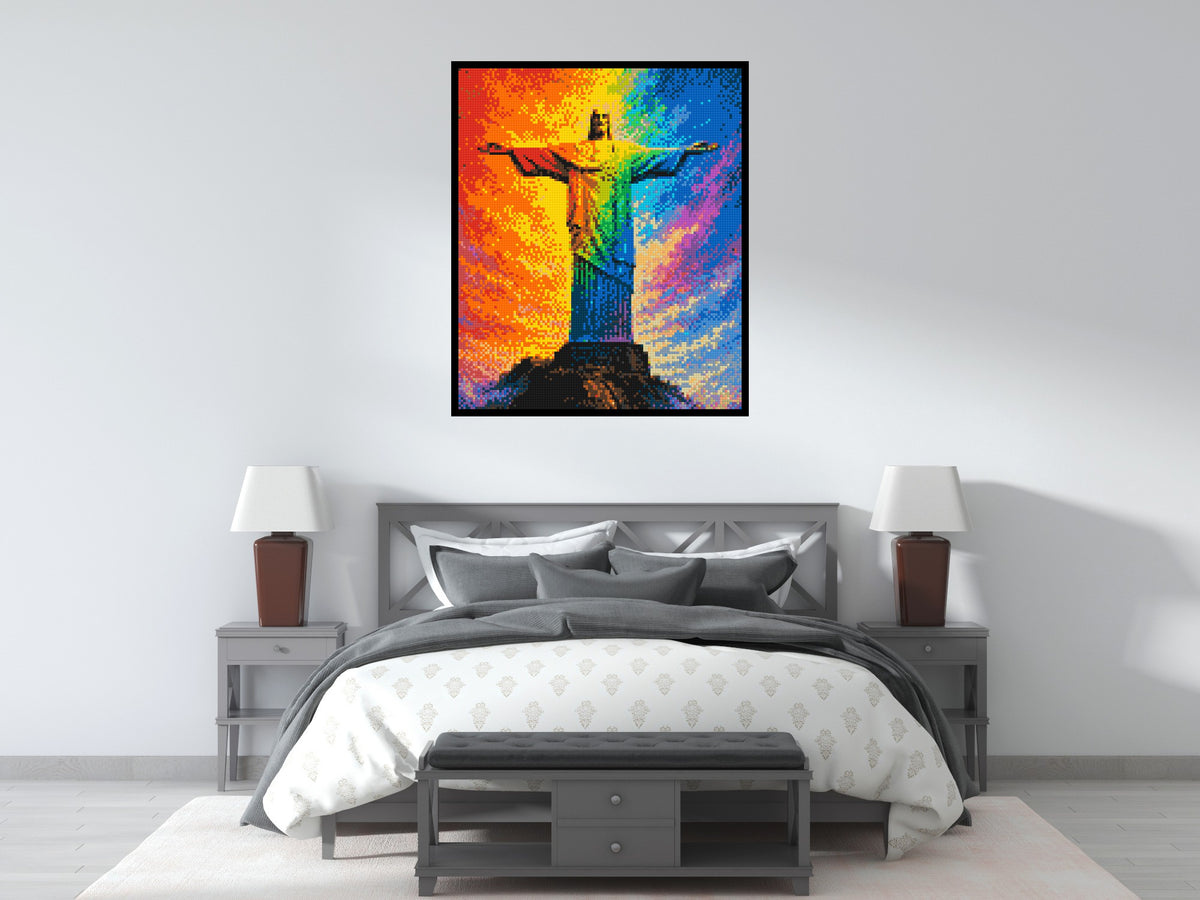 Brazil's Rio de Janeiro Christ the Redeemer Vibrant Post-Impressionist - Brick Art Mosaic Kit 5x6 large