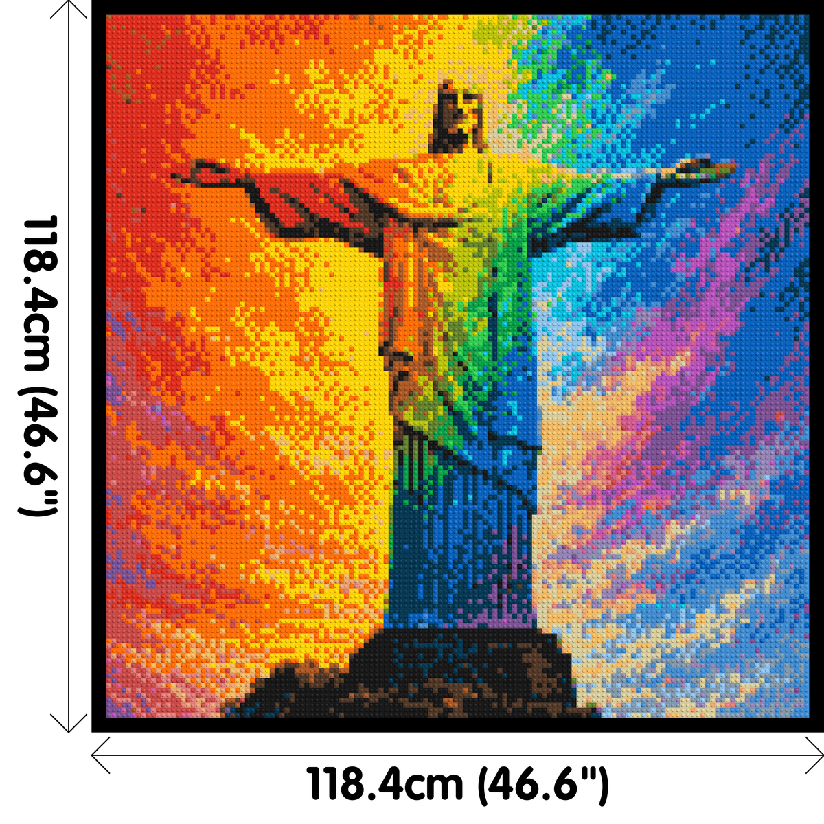 Brazil's Rio de Janeiro Christ the Redeemer Vibrant Post-Impressionist - Brick Art Mosaic Kit 6x6 dimensions with frame