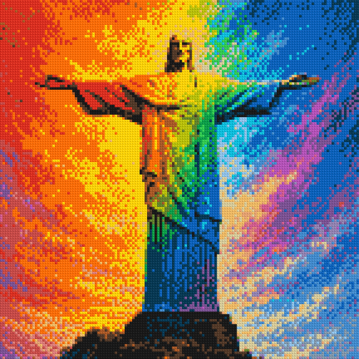 Brazil's Rio de Janeiro Christ the Redeemer Vibrant Post-Impressionist - Brick Art Mosaic Kit 6x6 large