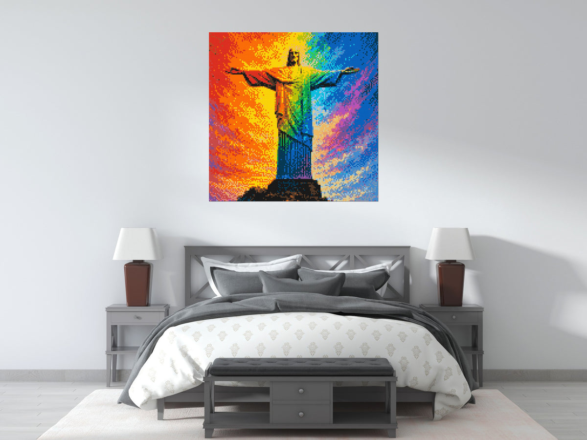 Brazil's Rio de Janeiro Christ the Redeemer Vibrant Post-Impressionist - Brick Art Mosaic Kit 6x6 scene