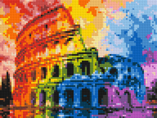 Rome Colosseum Vibrant Watercolor Art - Brick Art Mosaic Kit 4x3 large