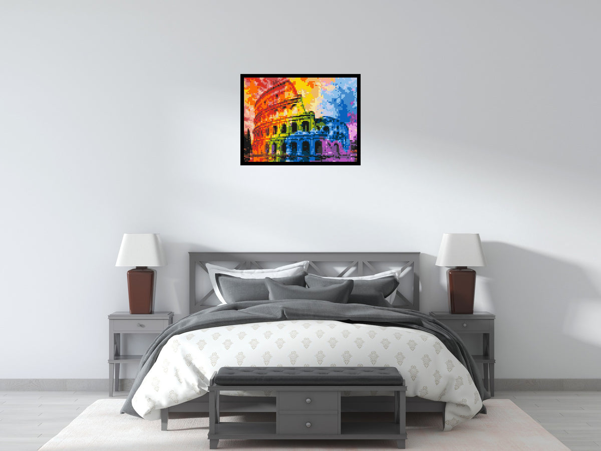 Rome Colosseum Vibrant Watercolor Art - Brick Art Mosaic Kit 4x3 large
