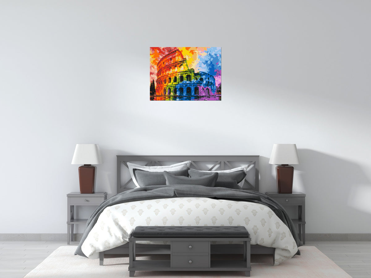 Rome Colosseum Vibrant Watercolor Art - Brick Art Mosaic Kit 4x3 large