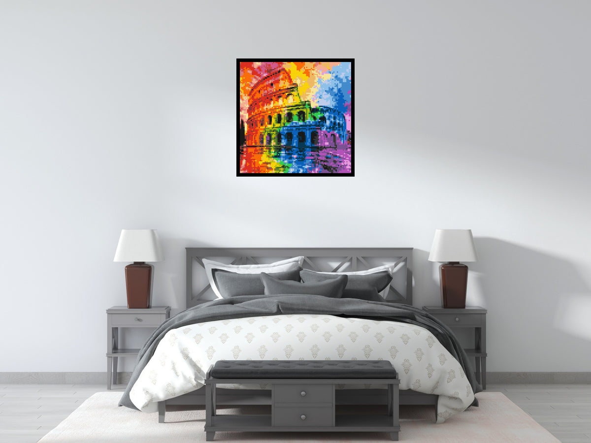 Rome Colosseum Vibrant Watercolor Art - Brick Art Mosaic Kit 4x4 large